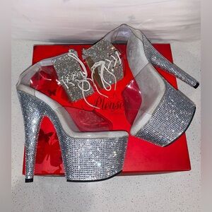 Pleaser Rhinestone Ankle Cuff Stripper Heels